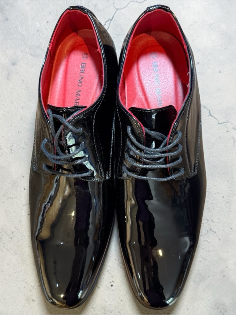 Black Dress Shoes Patent Leather Look Men Size 13 Formal Oxford New Ceremony